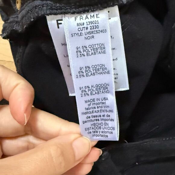 FRAME Le High Skinny Split Zip-Hem Ankle Jeans in Noir 29 - Picture 2 of 12